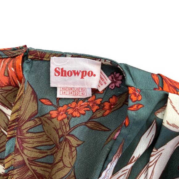 NWOT Women's Showpo Vacay Ready Maxi Dress in Teal Floral Satin AU 14 / AU XL - Picture 4 of 10